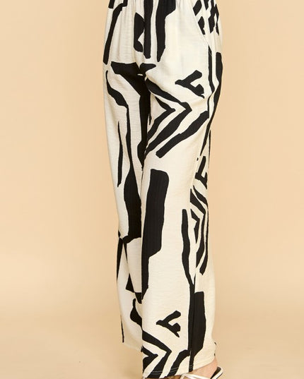 LELIS-07 UNIQUE PRINT WIDE LEG PANTS