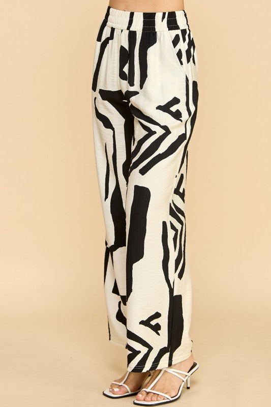LELIS-07 UNIQUE PRINT WIDE LEG PANTS