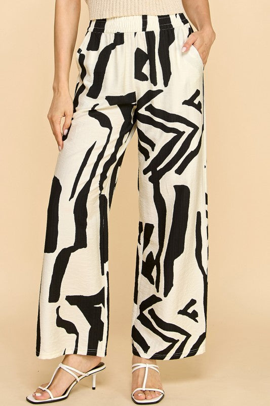 LELIS-07 UNIQUE PRINT WIDE LEG PANTS