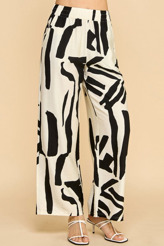 LELIS-07 UNIQUE PRINT WIDE LEG PANTS