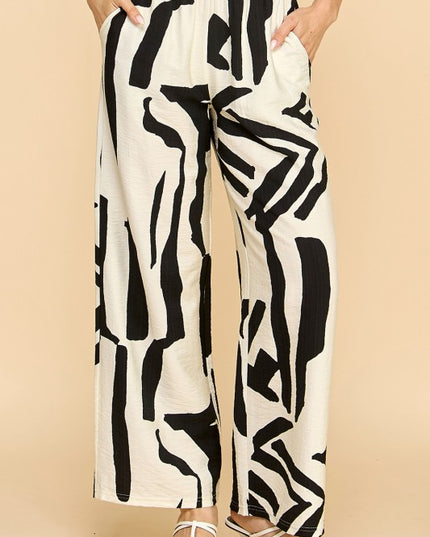 LELIS-07 UNIQUE PRINT WIDE LEG PANTS