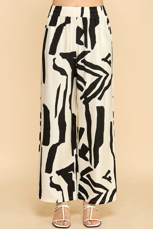 LELIS-07 UNIQUE PRINT WIDE LEG PANTS