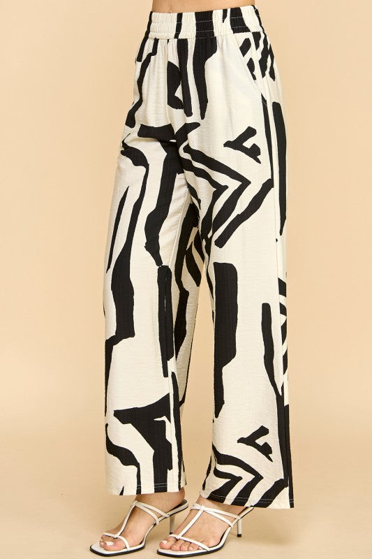 LELIS-07 UNIQUE PRINT WIDE LEG PANTS