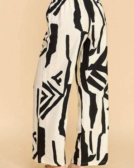 LELIS-07 UNIQUE PRINT WIDE LEG PANTS