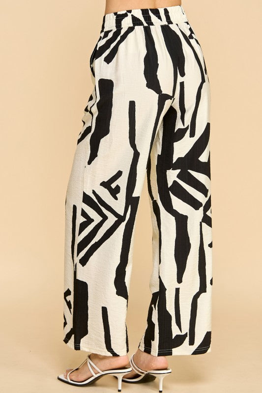 LELIS-07 UNIQUE PRINT WIDE LEG PANTS