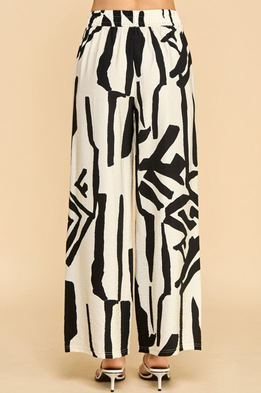 LELIS-07 UNIQUE PRINT WIDE LEG PANTS