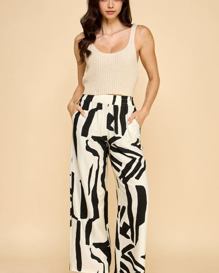 LELIS-07 UNIQUE PRINT WIDE LEG PANTS