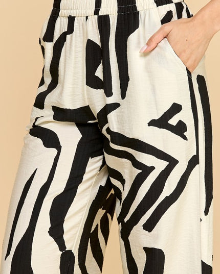 LELIS-07 UNIQUE PRINT WIDE LEG PANTS