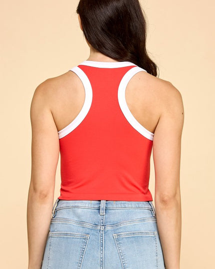 Contrast Racerback Tank Top – Slim Fit Workout Top