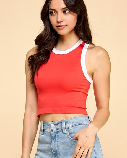 Contrast Racerback Tank Top – Slim Fit Workout Top