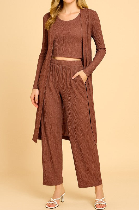 HK3PCS-SET CRINKLE CARDIGAN 3-PIECE SET