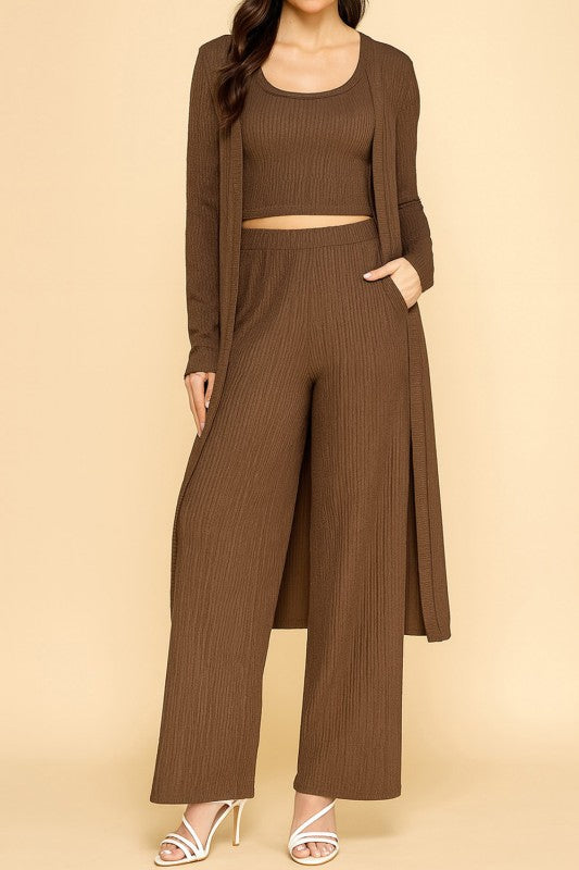 HK3PCS-SET CRINKLE CARDIGAN 3-PIECE SET