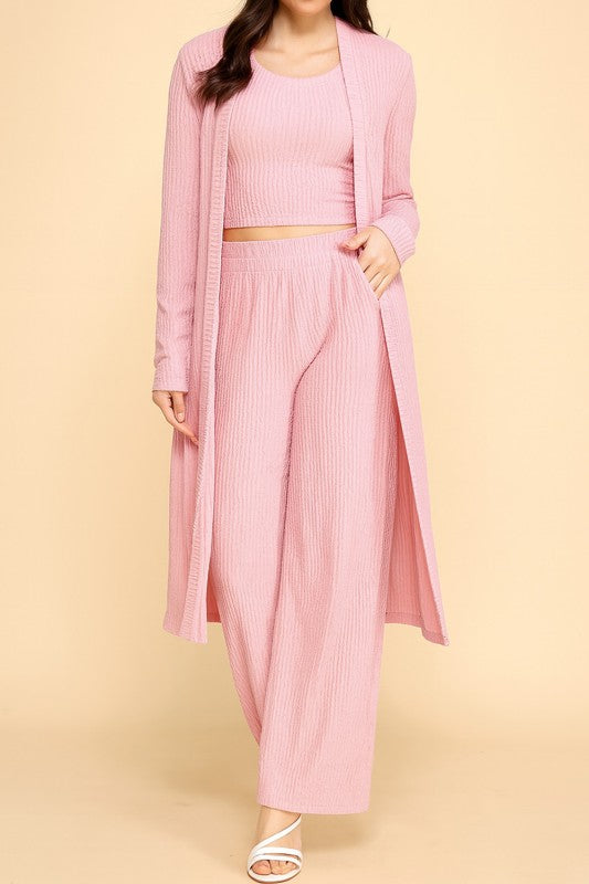 HK3PCS-SET CRINKLE CARDIGAN 3-PIECE SET