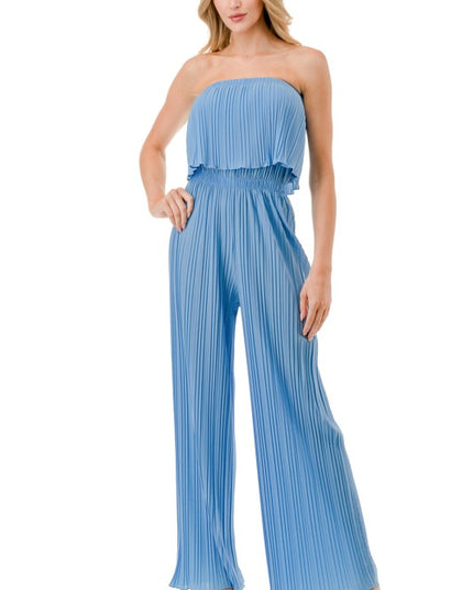 Pleated Jumpsuit – Wide Leg Sleeveless Flowy Fit