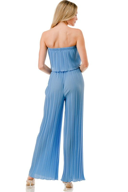 Pleated Jumpsuit – Wide Leg Sleeveless Flowy Fit
