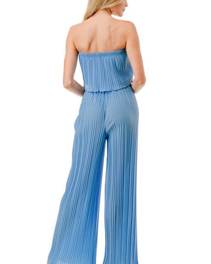 Pleated Jumpsuit – Wide Leg Sleeveless Flowy Fit
