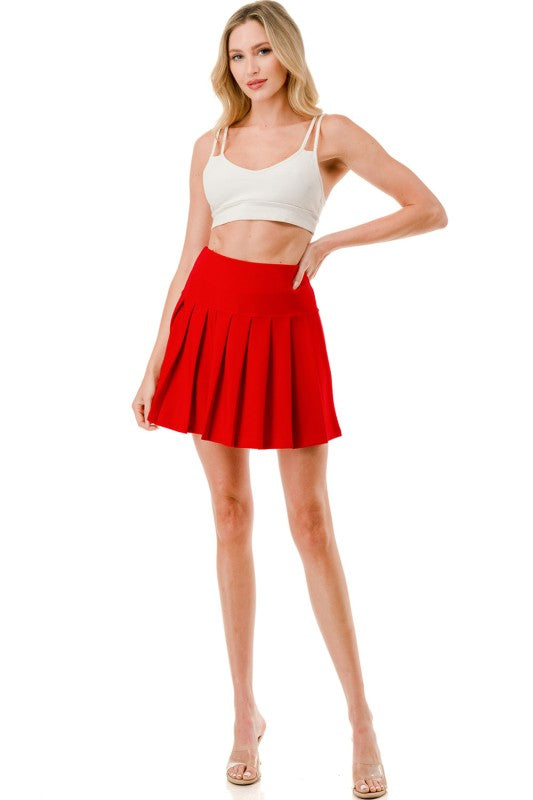 SCU15 Stretch Pleated Skort – High Rise Style