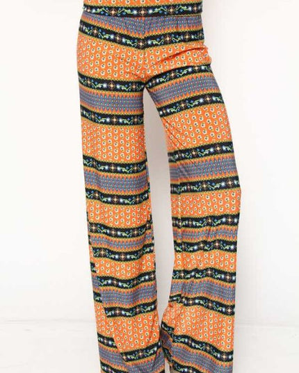 Printed Palazzo Pants – High Waist Flowy Wide Leg