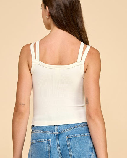 PT32 RIBBED DOUBLE LAYER CROP TANK TOP