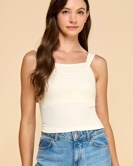 PT32 RIBBED DOUBLE LAYER CROP TANK TOP