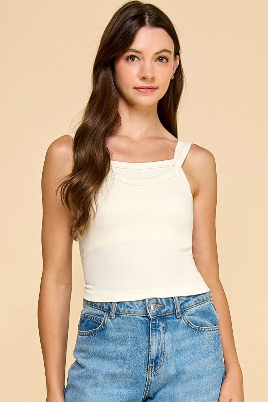 PT32 RIBBED DOUBLE LAYER CROP TANK TOP