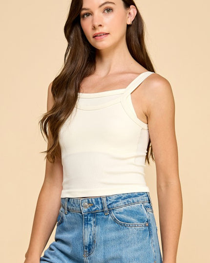PT32 RIBBED DOUBLE LAYER CROP TANK TOP