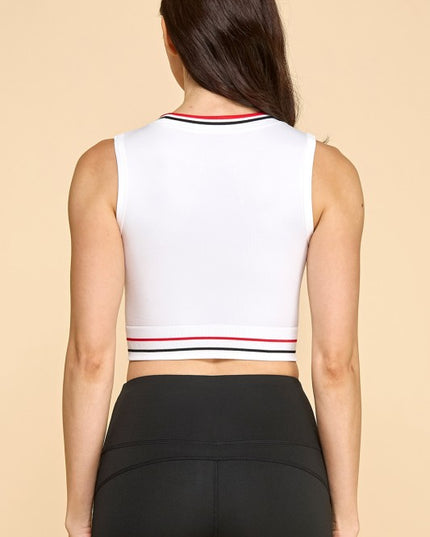 PT35 SPORTY CONTRAST CROP TOP