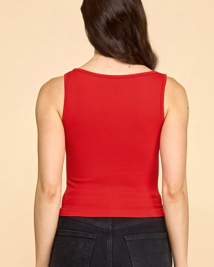 PT33 BUTTON FRONT TANK TOP WITH LACE TRIM CAMI