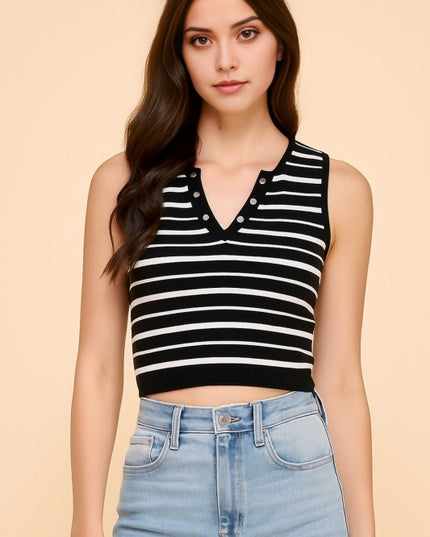 PT34 STRIPE V-NECK TANK TOP