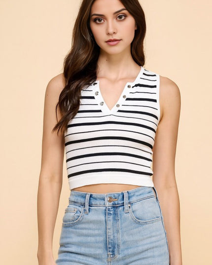 PT34 STRIPE V-NECK TANK TOP