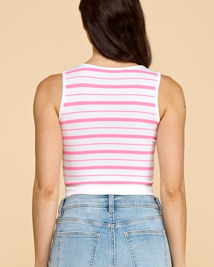 PT34 STRIPE V-NECK TANK TOP