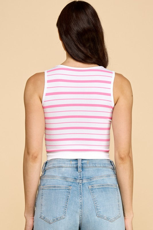 PT34 STRIPE V-NECK TANK TOP