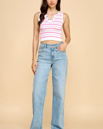 PT34 STRIPE V-NECK TANK TOP