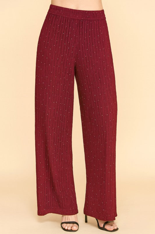 HKG07 RHINESTONE CRINKLE LOUNGEWEAR PANTS