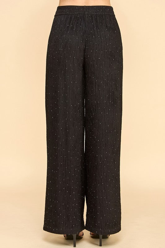 HKG07 RHINESTONE CRINKLE LOUNGEWEAR PANTS