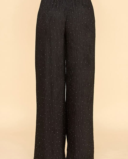 HKG07 RHINESTONE CRINKLE LOUNGEWEAR PANTS