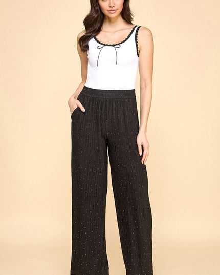 HKG07 RHINESTONE CRINKLE LOUNGEWEAR PANTS