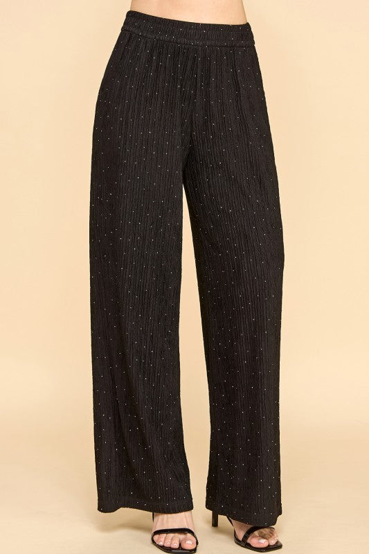 HKG07 RHINESTONE CRINKLE LOUNGEWEAR PANTS