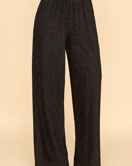 HKG07 RHINESTONE CRINKLE LOUNGEWEAR PANTS
