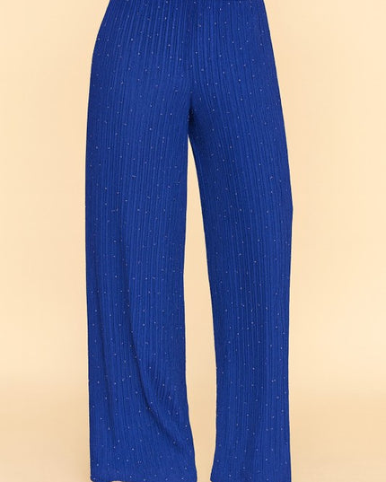 HKG07 RHINESTONE CRINKLE LOUNGEWEAR PANTS