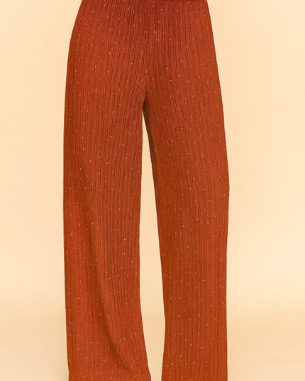 HKG07 RHINESTONE CRINKLE LOUNGEWEAR PANTS