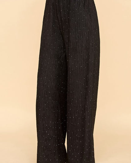 HKG07 RHINESTONE CRINKLE LOUNGEWEAR PANTS