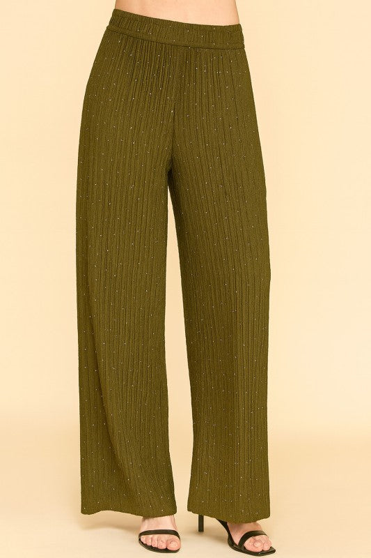HKG07 RHINESTONE CRINKLE LOUNGEWEAR PANTS