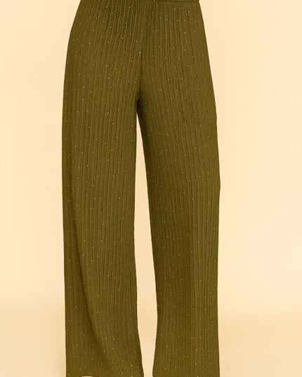 HKG07 RHINESTONE CRINKLE LOUNGEWEAR PANTS