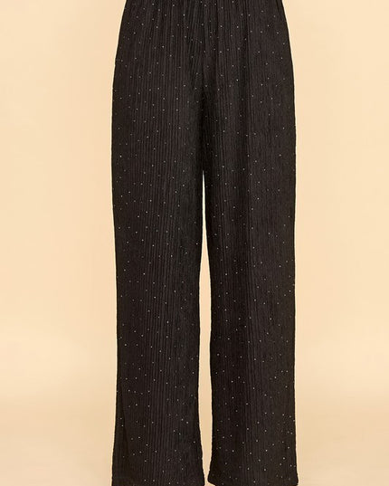 HKG07 RHINESTONE CRINKLE LOUNGEWEAR PANTS