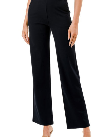 SCUF60SX-PLUS PLUS SIZE STRETCH SCUBA STRAIGHT PANTS WITH FUR