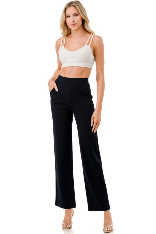 SCUF60SX-PLUS PLUS SIZE STRETCH SCUBA STRAIGHT PANTS WITH FUR