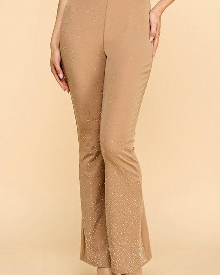 Y0426BS YOGA BELL BOTTOMS PANTS WITH RHINESTONE