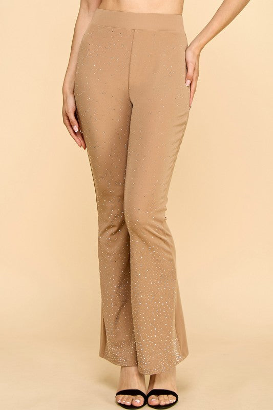 Y0426BS YOGA BELL BOTTOMS PANTS WITH RHINESTONE