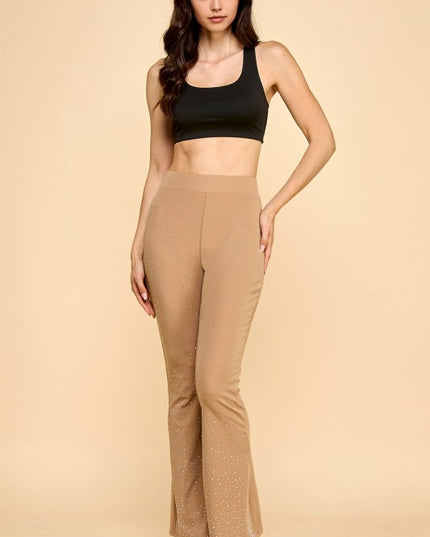 Y0426BS YOGA BELL BOTTOMS PANTS WITH RHINESTONE